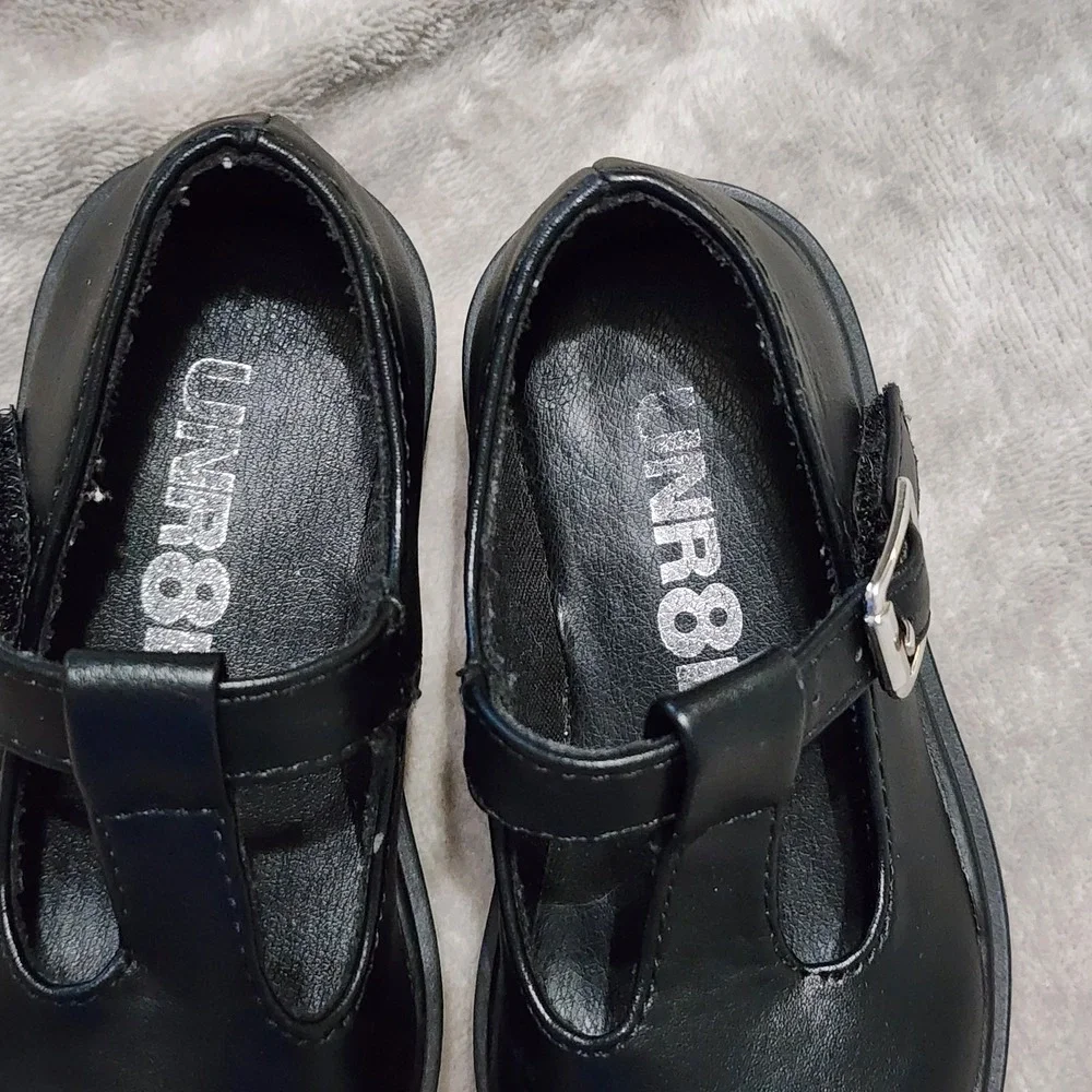 Unr8ed Girls‎ Mary Jane Style Black Size 6M Velcr Classic Ruffle Socks Or Tights